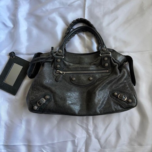 Balenciaga Giant City Handbag Lambskin Greenish Gray