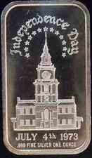 1974 Independence Day Madison Mint USA Bullion Vtg Rar-0.999 Silver 1 Oz Art Bar 104.99 per troy oz