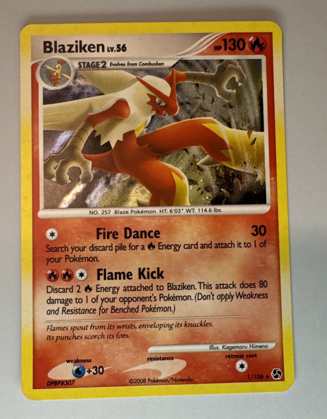 Pokémon TCG Blaziken LV.56 Holo Rare Card 1/106 Great Encounters 2008 NM