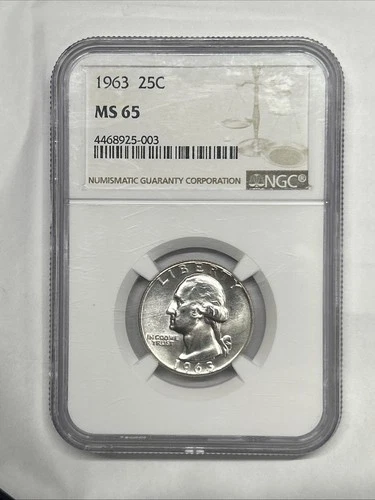 1963-P Silver 25C- 90% Silver-NGC MS65 George  Washington Quarter Dollar!!!!!!!