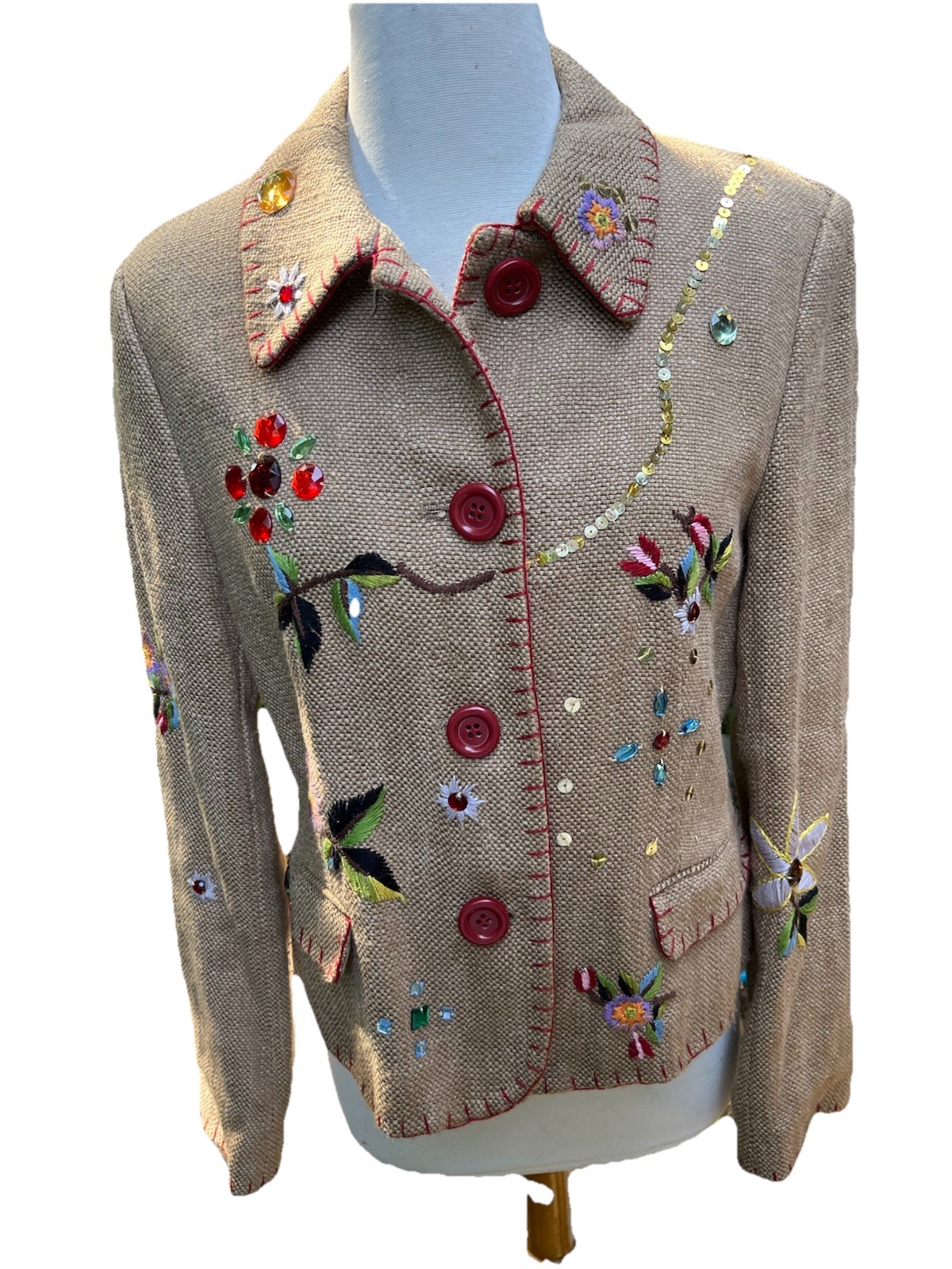 ZARA BASIC Embroidered Embellished Jacket Blanket… - image 1