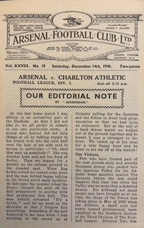 Arsenal v Charlton Athletic Div 1 1946/47