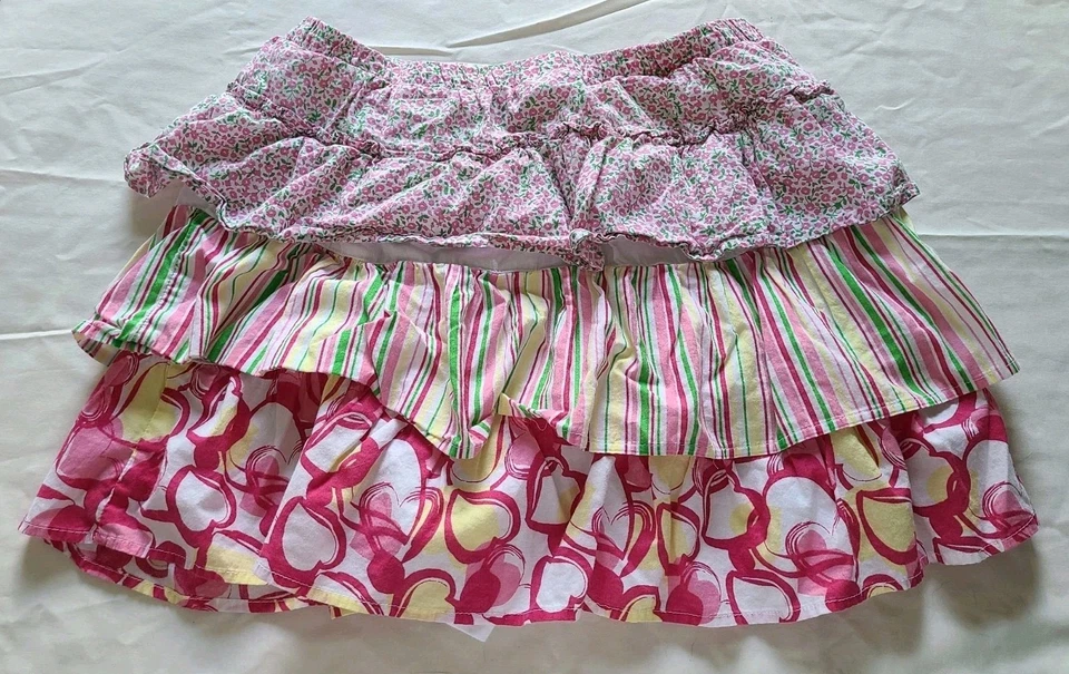 Vintage Y2K Mini Skorts Girl’s Size 14/16 Tiered Floral Pink Blue (2) - Image 2 of 4
