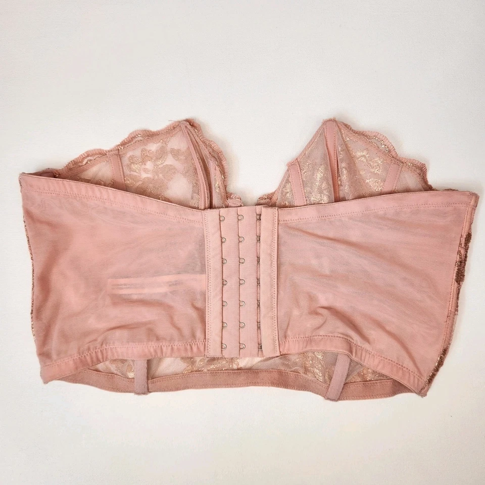 Victorias Secret Dream Angels Corsé de Encaje Sujetador Sin Tirantes Rosa Demure 36DD Foto 2 de 4