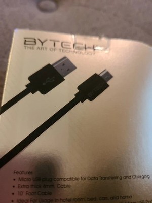 Bytech BYMPCA107BK 10 ft. Micro USB Cable  Black