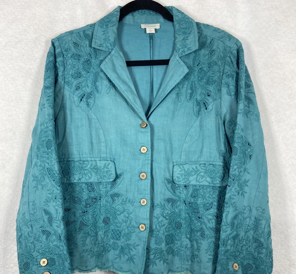 Chaqueta de encaje Sundance Teresa para mujer grande azul blazer manga larga Foto 2 de 4