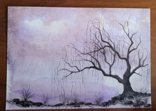 Siebdruck Motiv:" Trauerweide im Herbst", Nachlass, unsegniert, A4