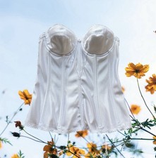 Vintage Dominique White Corset Bustier Top Boning Size 32B Women s