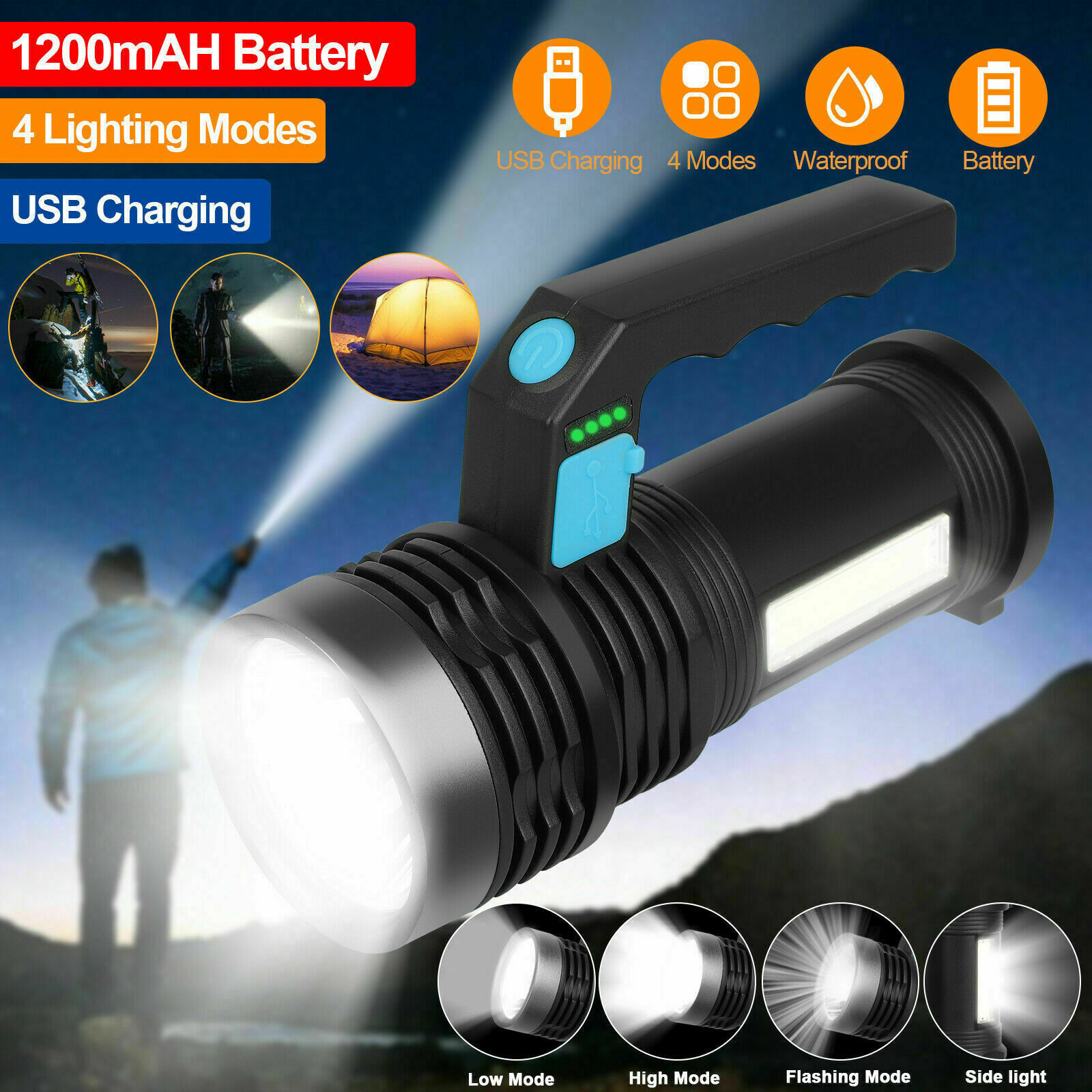 Rechargeable  Searchlight Portable Super Bright Handheld Spotlight Flashlight