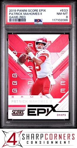 2019 PANINI SCORE EPIX GAME RED #EG3 PATRICK MAHOMES II POP 2 PSA 8