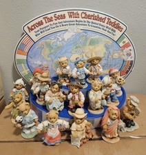 Cherished Teddies Across the Seas Bear Figurine Lot Boxed Resin Travel 1990s
