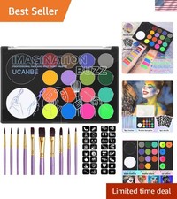 Creative Face Painting Kit - 18 Vibrant, Washable Colors with Brushes  Stencils