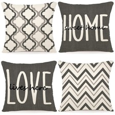 Farmhouse Pillow Covers 16x16 Set of 4 Throw Pillow Covers Rustic Linen Decor...