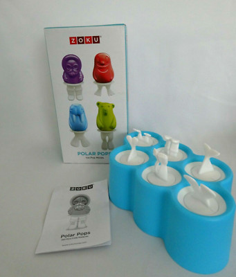 Zoku Ice Pop Molds 6 Unique Polar Bear, Walrus, Penguin, Eskimo Pops & Base NIB