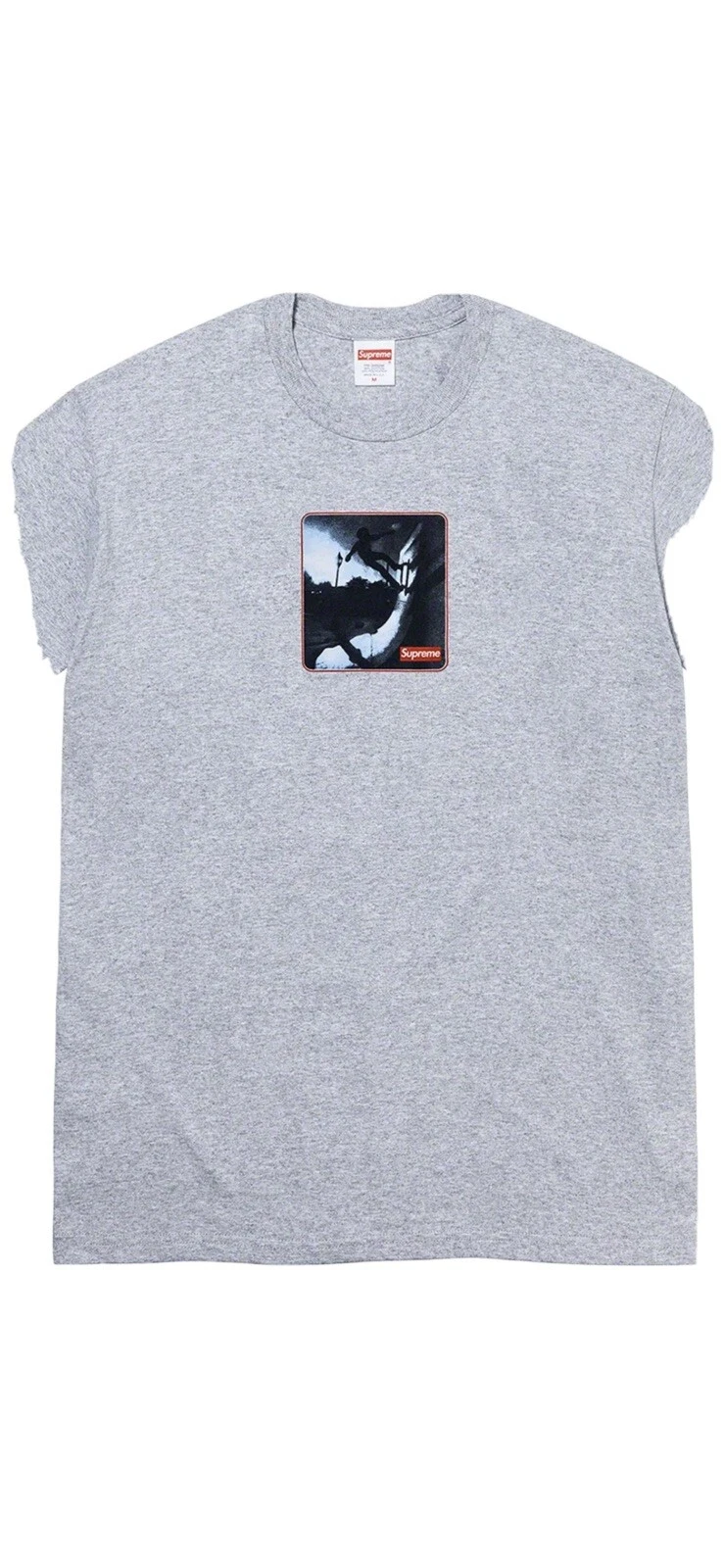 Tee shirt Supreme Shadow gris bruyère taille moyenne en main PRÊT À EXPÉDIER