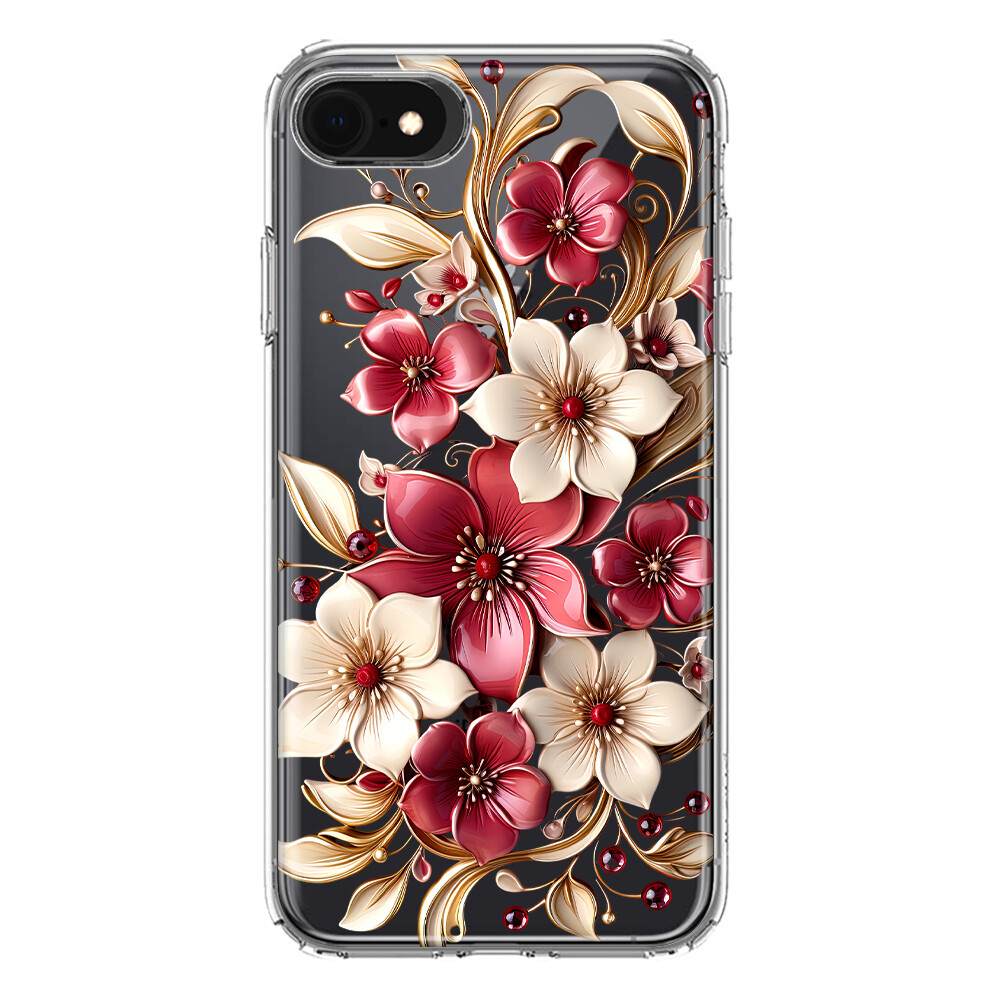 Mundaze Case for Apple iPhone 8/7/6/SE Abstract Metallic Pink Flowers