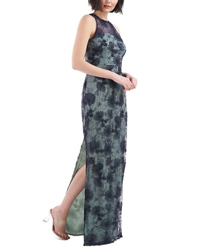 JS Collections Women's Blue Embroidered-Mesh Sequined Gown Dress - 14 - Blue - Picture 4 of 4