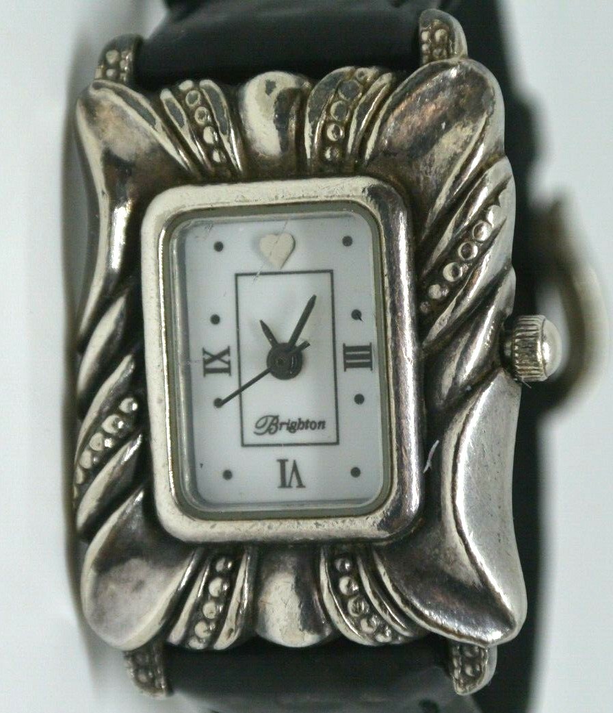 Brighton DAYONA Silver Rectangle Face Black Band Watch New  display picture 1