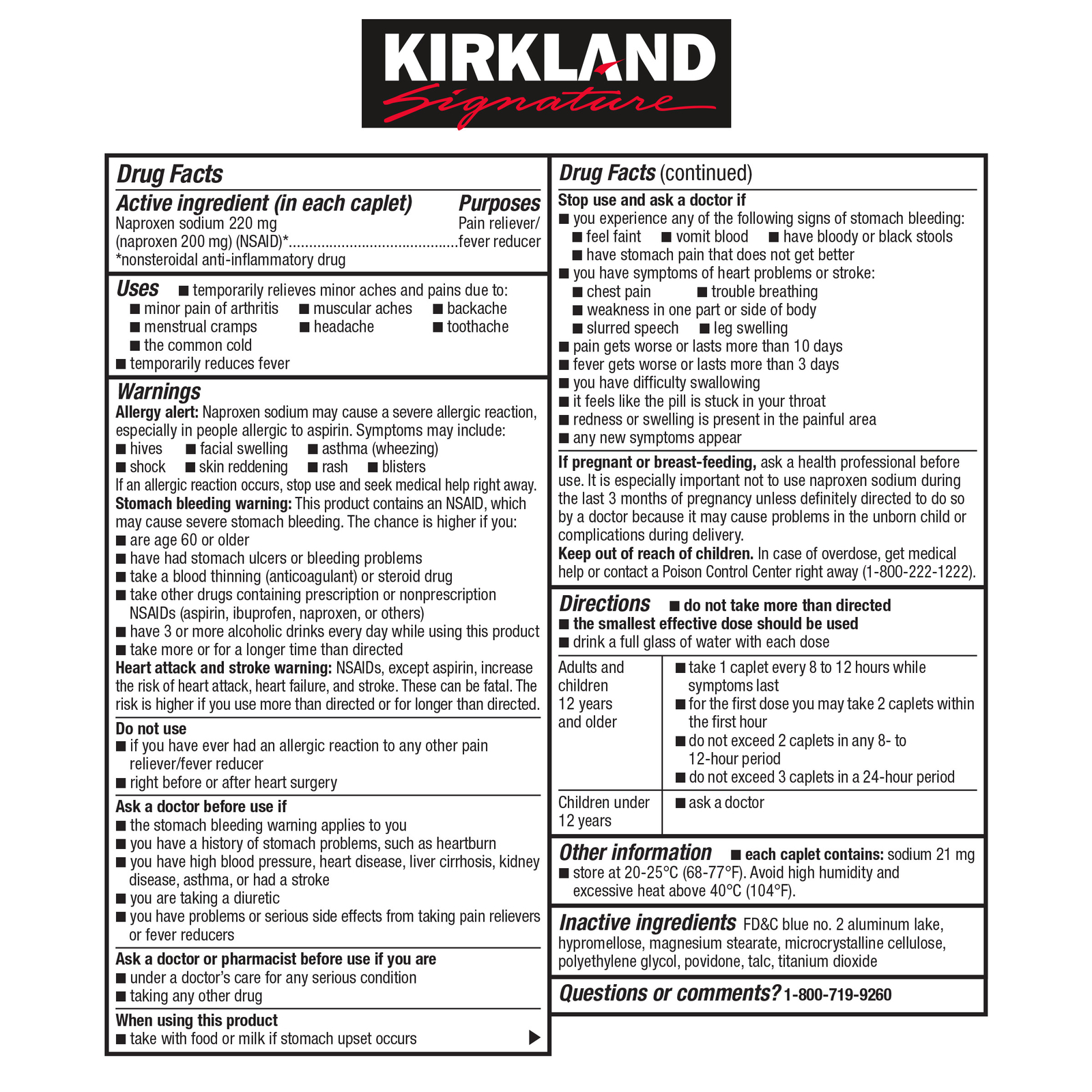 Kirkland Signature Naproxen Sodium, 220 Mg, 400 Caplets 885180047874 eBay