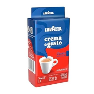 Lavazza Crema e Gusto Medium Roast Ground Coffee, Arabica & Robusta Blend, 4-Pac