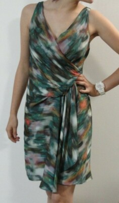rachel roy green dress Rachel Beautiful Vintage Multi Color Dress, Size XS CATEGORY::date night dresses