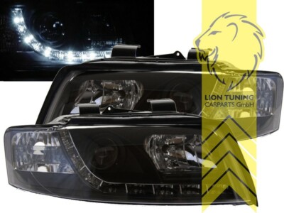 LED Tagfahrlicht Optik Scheinwerfer für Audi A4 B6 8E Limousine Avant schwarz