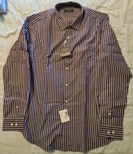 Arrow Essentials Men's Classic Fit Dress Shirt Poplin Brown 17/44 NWT