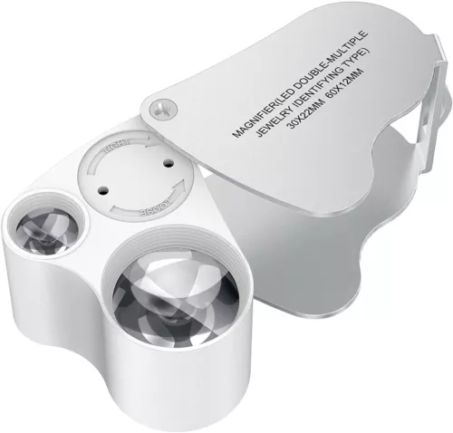 60Fach LED Lupe mit Licht Taschenlupe Vergrösserung Juwelier Uhrmacher mit Licht - Bild 1 von 19