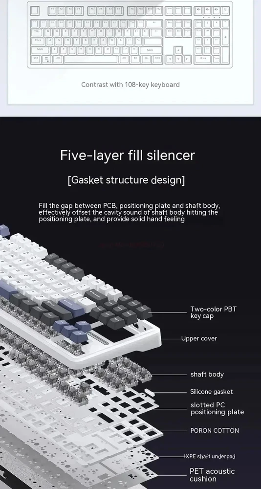 87-Key Tri-Mode Mechanical Keyboard with Hotswap for PC via 2.4G/USB/Bluetooth