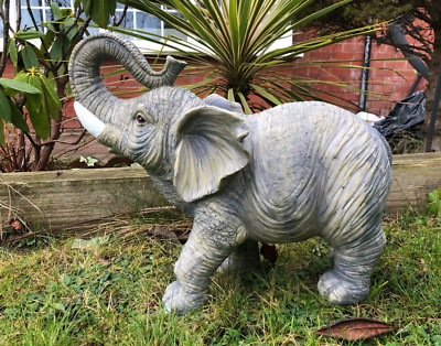 Großer Harz grau silber Elefant Wild Safari Tier Vivid Arts Garten Ornament