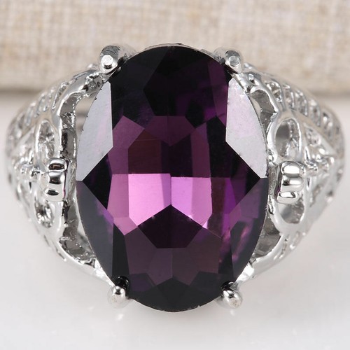 Huge Natural 6Ct Alexandrite Ring 925 Silver Wedding Engagement Size 6-10 Bridal - Picture 4 of 16