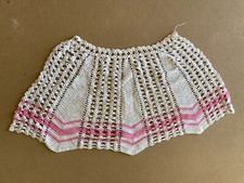 Vintage Hand Crochet Pink White Table Topper