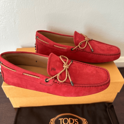 TOD\'S Men\'s Laccetto  Red slip-on suede driving Loafers size US6, EU 38 1/5 Amazon.com | yldsgs Flat Loafer for Men Suede Leather Slip  main image 4