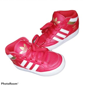 Adidas Originals Hardcourt Hi Top Red White Gold Metallic Kids Toddler Boys  8K | eBay