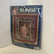 SUNSET 1995 No Count AN ANGEL'S TOUCH 17X19 Cross Stitch Kit #13930 NEW