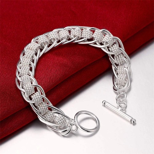 Sterling Silver Square Chain Bracelet for Women & Men Wedding Gift - Picture 5 of 30