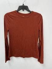 a.n.a Cherry Mahogany Brown Long Sleeve Ribbed Shirt Women's Size Small