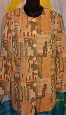 Vintage Toni Garment for CC Magic 1980s Cotton Blazer Geometric Fall Colors Med