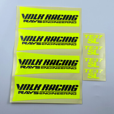 Yellow JDM Reflective RAYS VOLK Racing TE37SL Wheel Rims sticker decal Drift