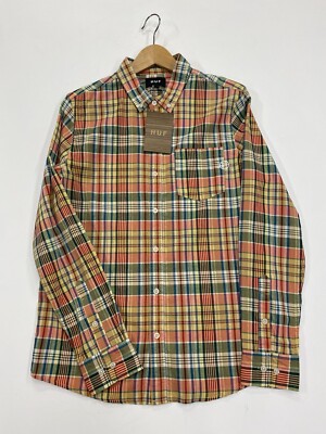 Huf Helm Plaid L/S Shirt Men s Size Small
