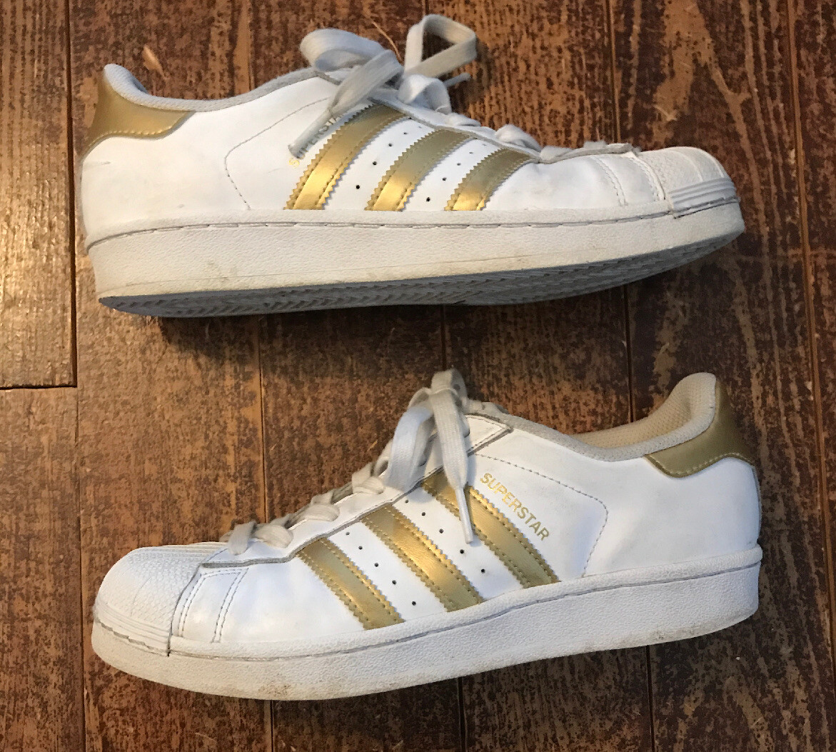 adidas superstar womens white and gold
