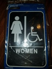 Everbilt "WOMEN" BRAILLE RESTROOM SIGN 6" x 9" Self-Adhesive Wheelchair Handicap