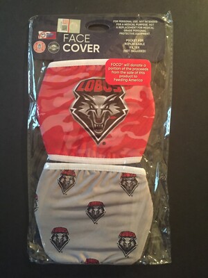 New Mexico Lobos 2 Pack Adult Cloth Face Mask Covering -50% Off SRP-FREE S&H