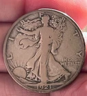 1921 walking Liberty half dollar , VG / F , scarce date