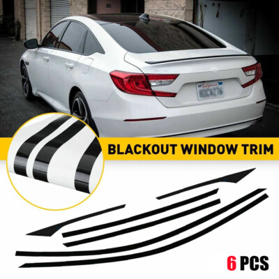 #ad 6pcs For 18 22 Honda Accord Sedan Accessories Chrome Delete Blackout Window Trim $13.59