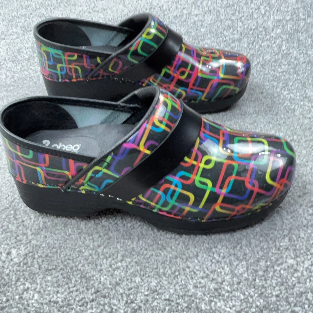 Abeo BIO System Women 7.5 Square Print Clog Nursing Work Comfort Shoes Ladies