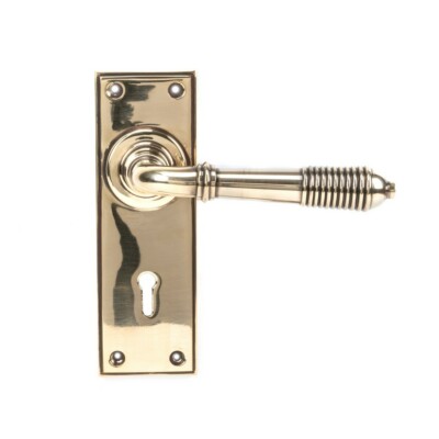 Aus dem Amboss 33040 gealtertes Messing Schilf Türhebelschloss Set