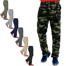 NEW MENS ELASTICATED LIGHTWEIGHT CARGO COMBAT TROUSERS WORK BOTTOMS POCKET PANTS