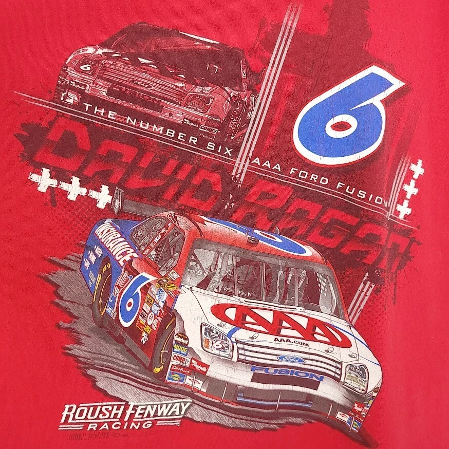 复古 David Ragan NASCAR T 恤男式尺寸 2XL Y2K Roush Fenway Racing 福特 — 第 3/4 张图片