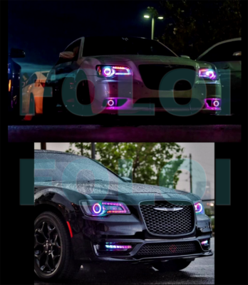 For Chrysler 300C 11-21 RGBW LED DRL Board Headlight w/Apps Bluetooth Controller